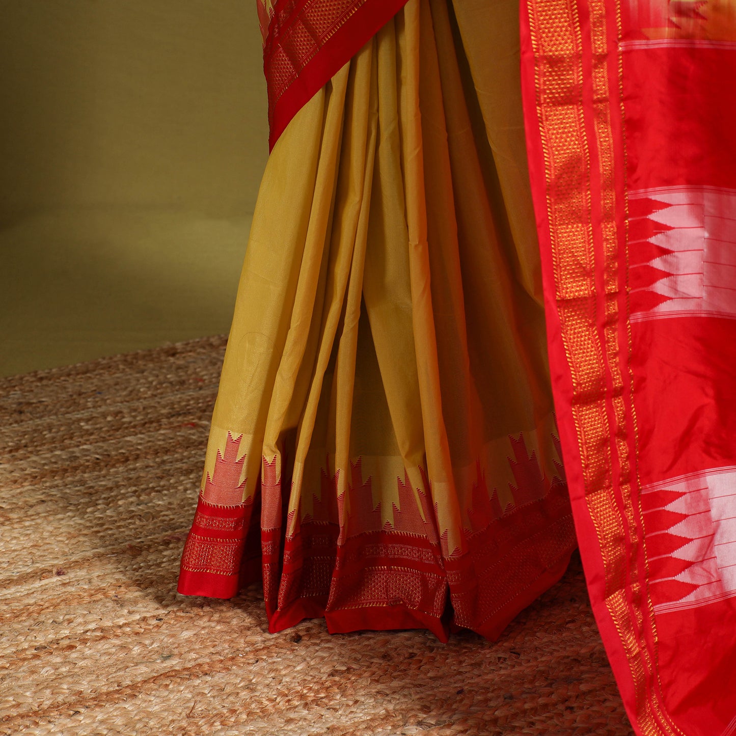 Yellow - mercerized cotton ilkal saree with blouse 31
