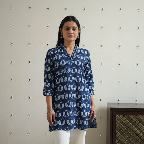 Blue - Jahota Block Print Cotton Short Kurta 28