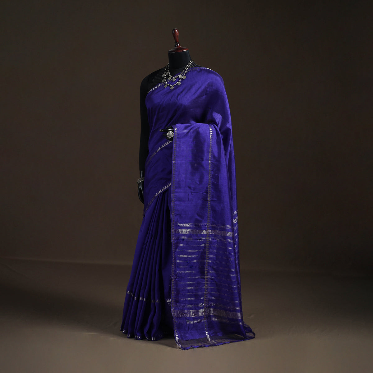 Blue - Mangalagiri Handwoven Pure Silk Pattu Saree 30