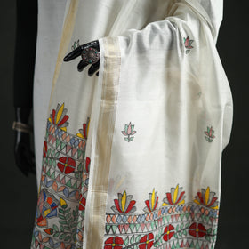 Handloom Chanderi Silk Handpainted Madhubani Dupatta with Zari Border 45