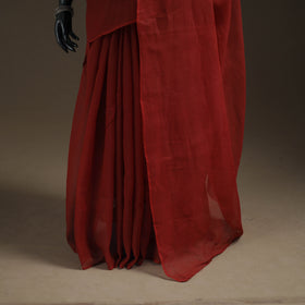 Maroon - Nazaakat Kota Doria Cotton Plain Saree with Blouse Piece & Earrings 17