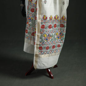 Handloom Chanderi Silk Handpainted Madhubani Dupatta with Zari Border 45