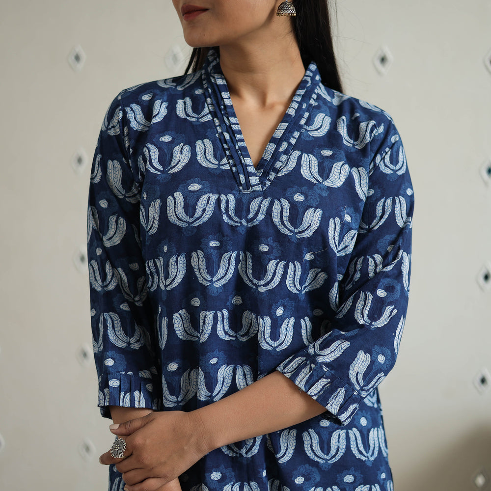 Blue - Jahota Block Print Cotton Short Kurta 28