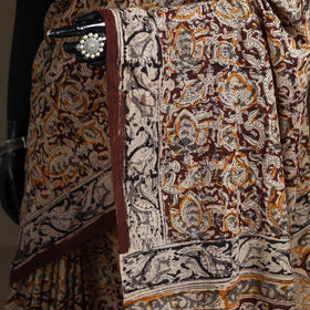 Pedana Hand Block Print Natural Dyed Cotton Kalamkari Saree 11