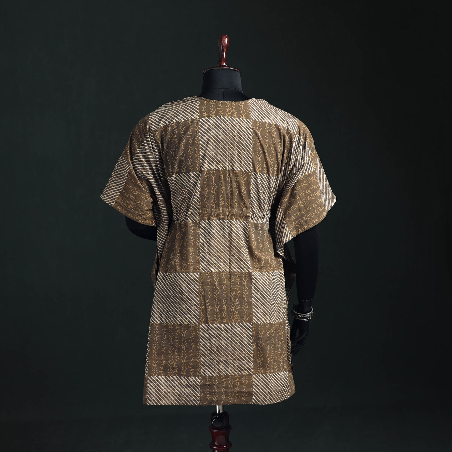 Akola Hand Block Print Natural Dyed Cotton Kaftan (Medium) 61