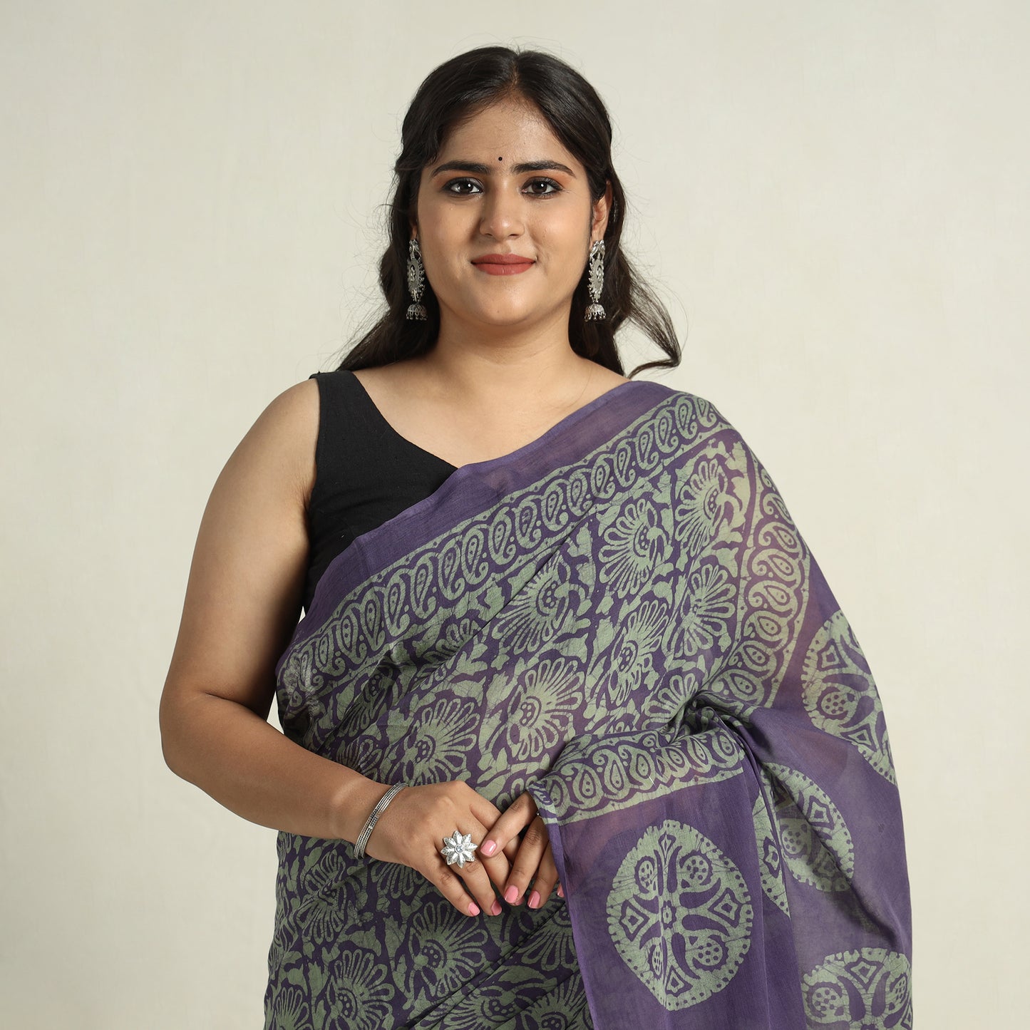 hand batik printed saree