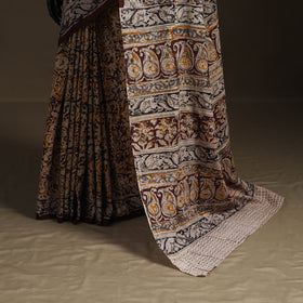 Pedana Hand Block Print Natural Dyed Cotton Kalamkari Saree 11
