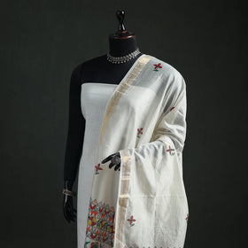 Handloom Chanderi Silk Handpainted Madhubani Dupatta with Zari Border 46
