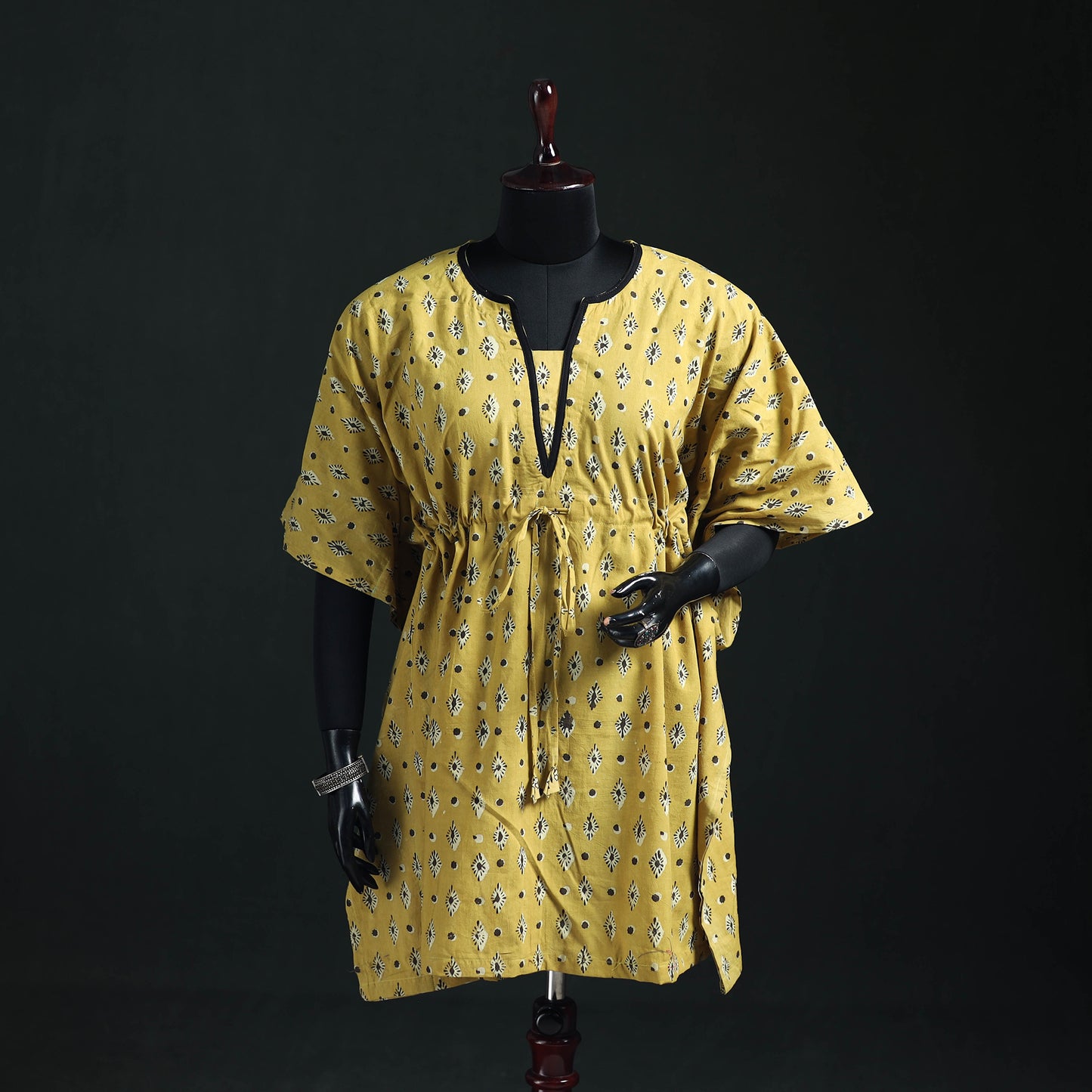 Akola Hand Block Print Natural Dyed Cotton Kaftan (Medium) 62