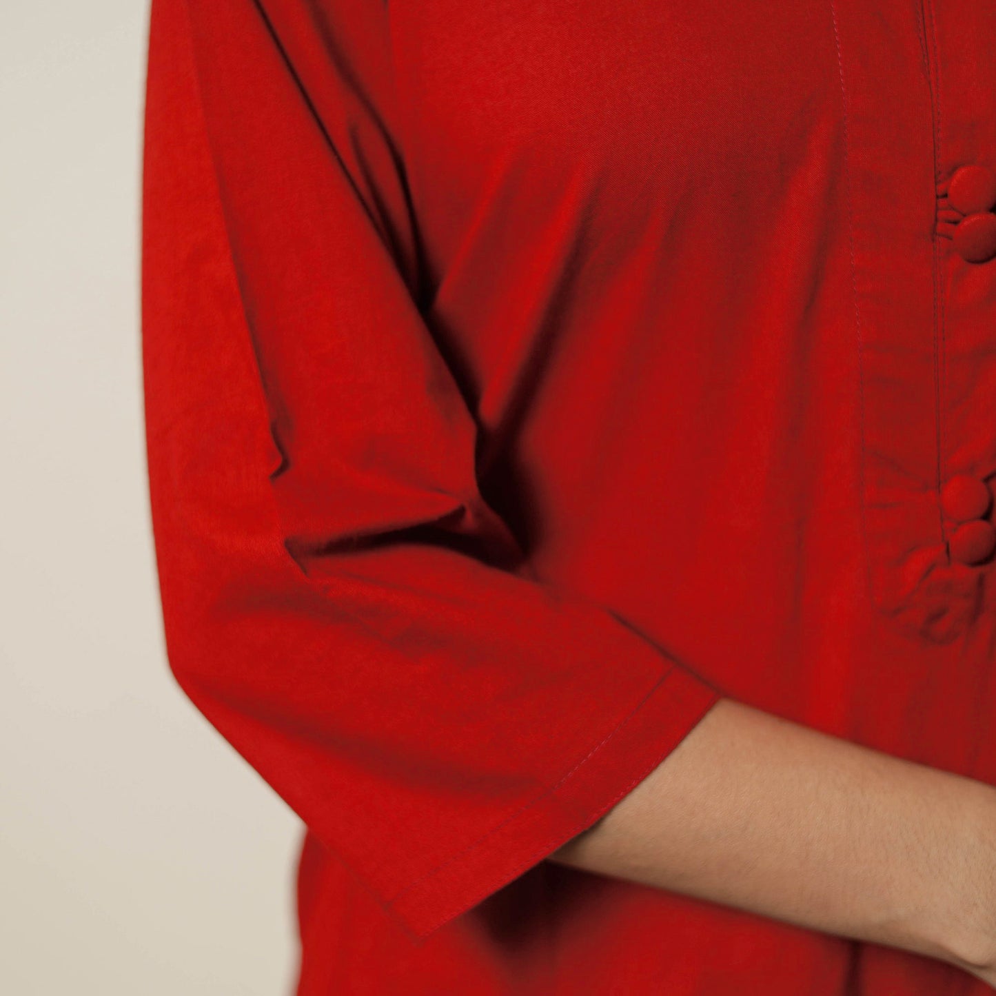 Red - Plain Cotton Long Kurta 25