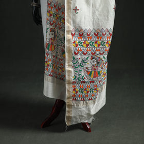 Handloom Chanderi Silk Handpainted Madhubani Dupatta with Zari Border 46