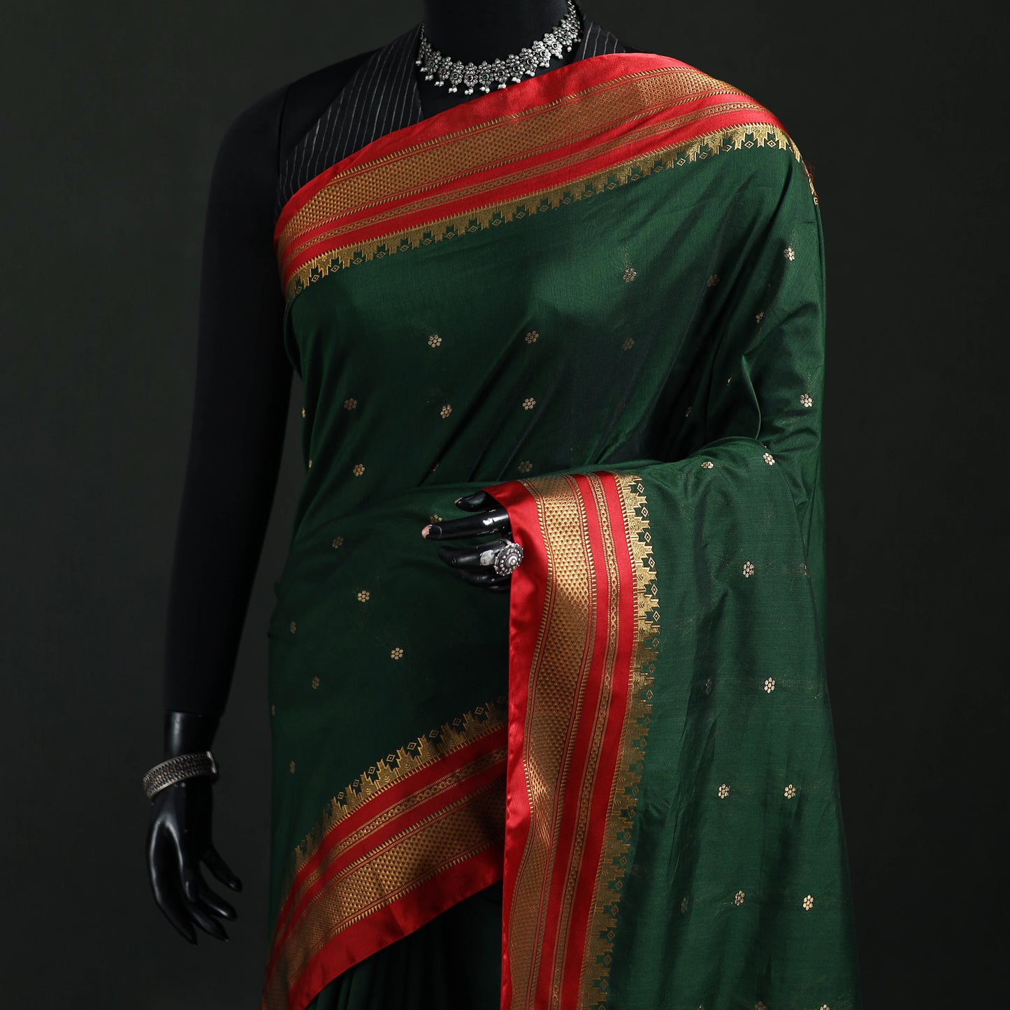 Ilkal Weave Silk Cotton Zari Border Saree with Blouse Piece 25