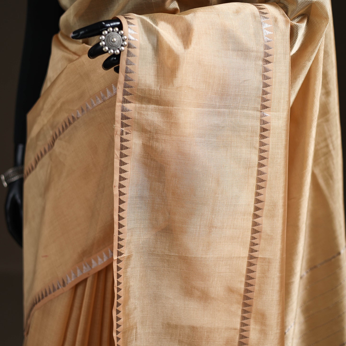 Beige - Mangalagiri Handwoven Pure Silk Pattu Saree 31