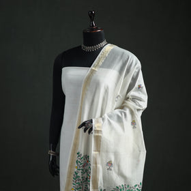 Handloom Chanderi Silk Handpainted Madhubani Dupatta with Zari Border 47