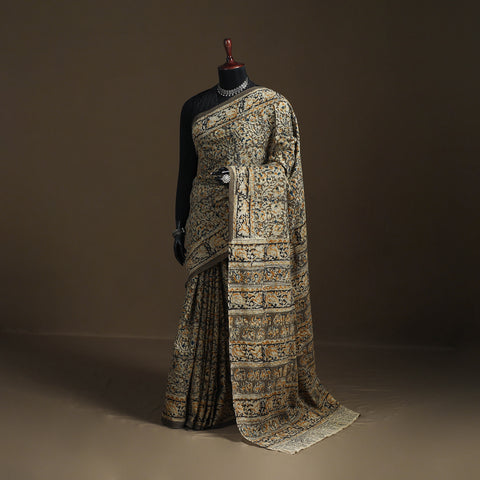 Pedana Hand Block Print Natural Dyed Cotton Kalamkari Saree 13