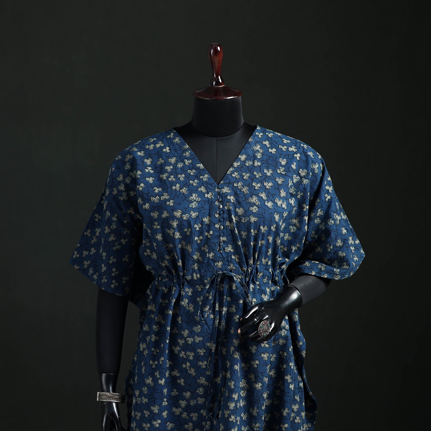 Akola Hand Block Print Natural Dyed Cotton Kaftan (Medium) 63