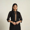 Black - Thread Border Cotton Straight Kanchipuram Kurta 03
