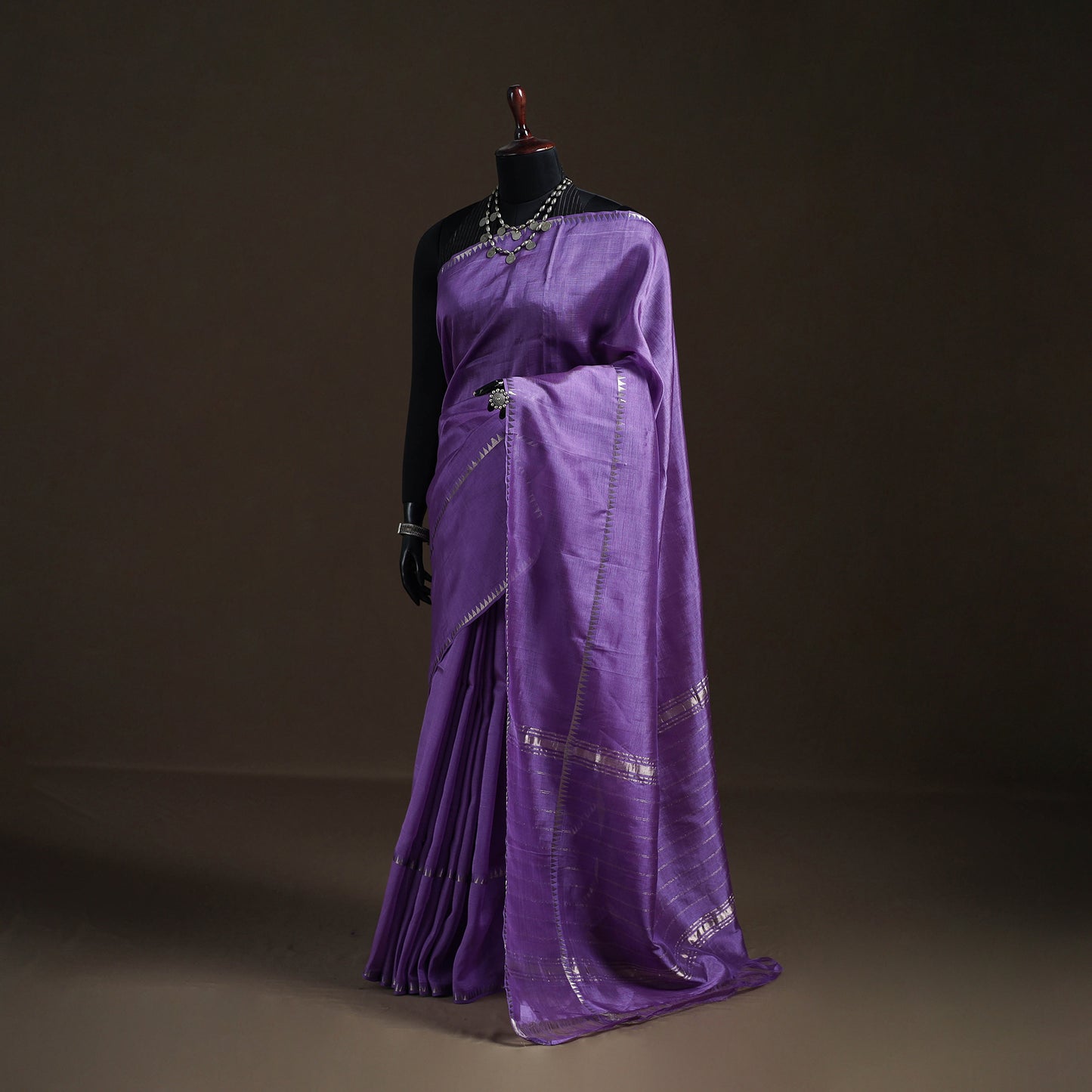 Purple - Mangalagiri Handwoven Pure Silk Pattu Saree 32