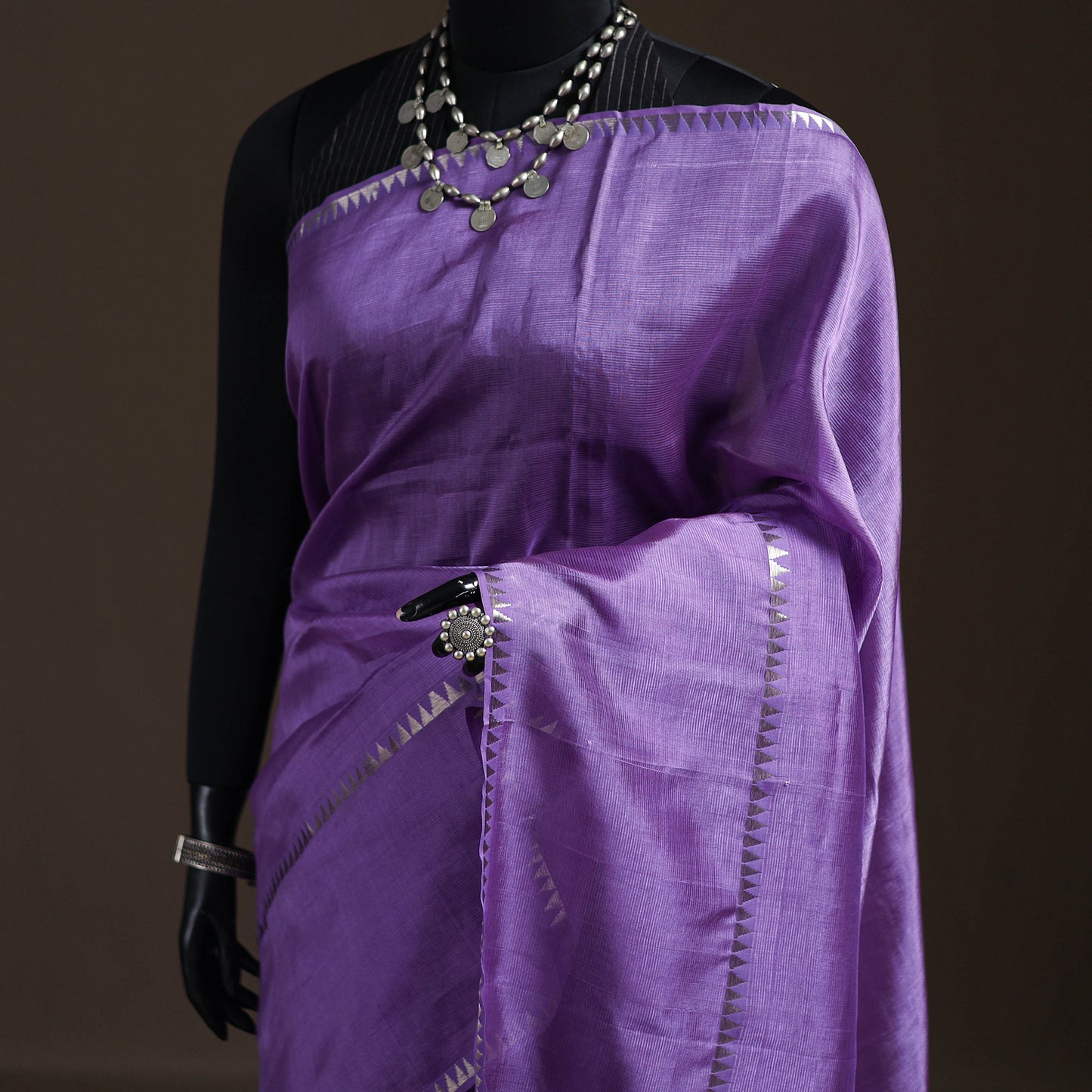 Purple - Mangalagiri Handwoven Pure Silk Pattu Saree 32