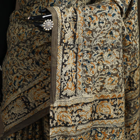 Pedana Hand Block Print Natural Dyed Cotton Kalamkari Saree 13