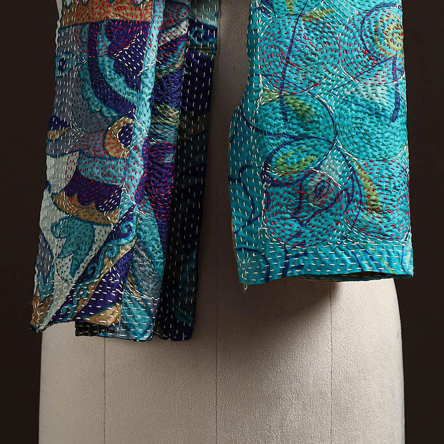 Reversible Silk Bengal Hand Kantha Stitch Stole 176