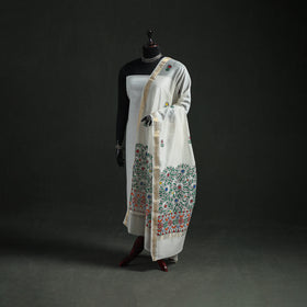 Handloom Chanderi Silk Handpainted Madhubani Dupatta with Zari Border 49