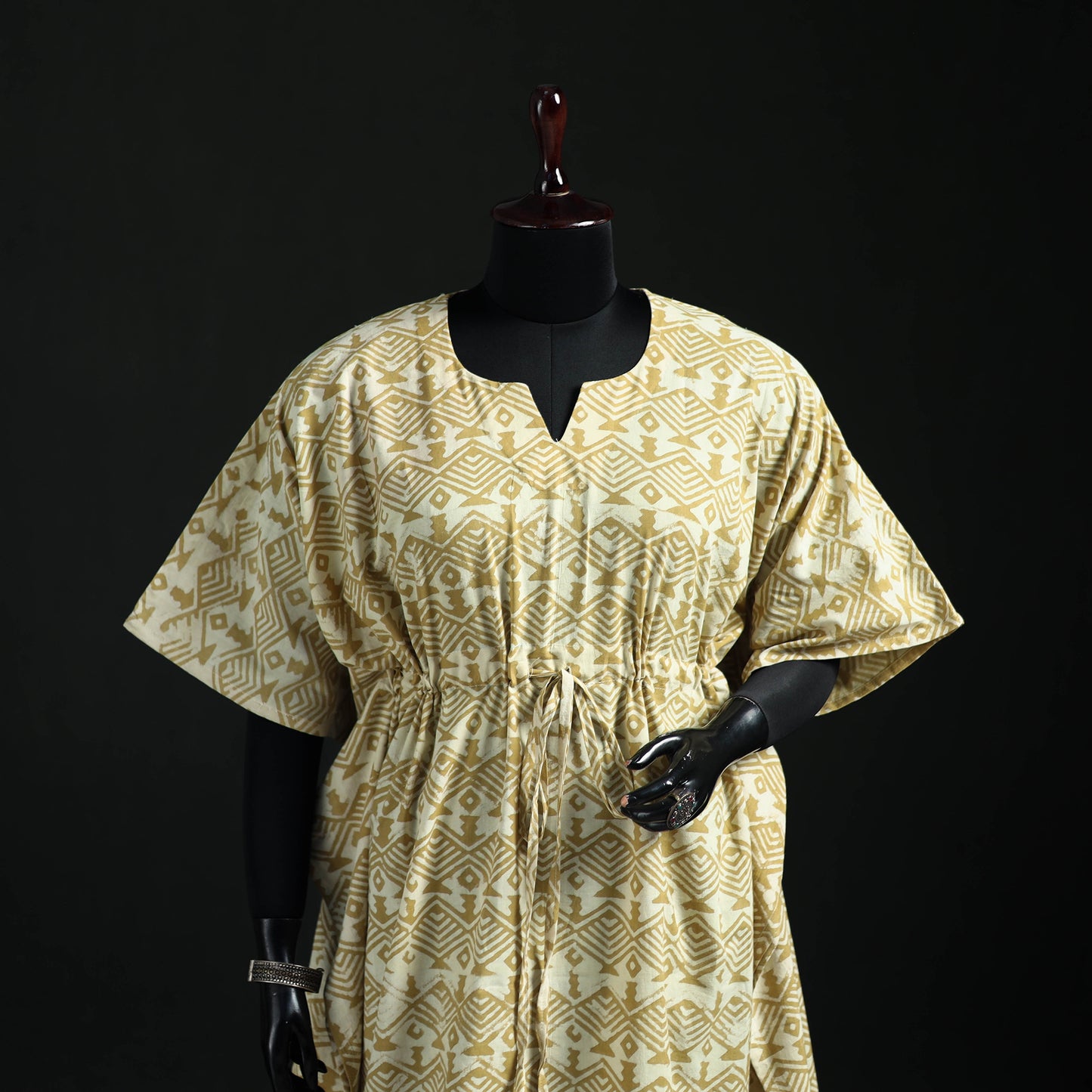 Akola Hand Block Print Natural Dyed Cotton Kaftan (Medium) 64