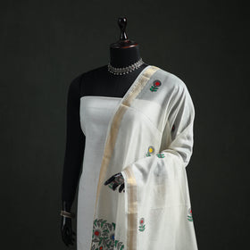 Handloom Chanderi Silk Handpainted Madhubani Dupatta with Zari Border 49