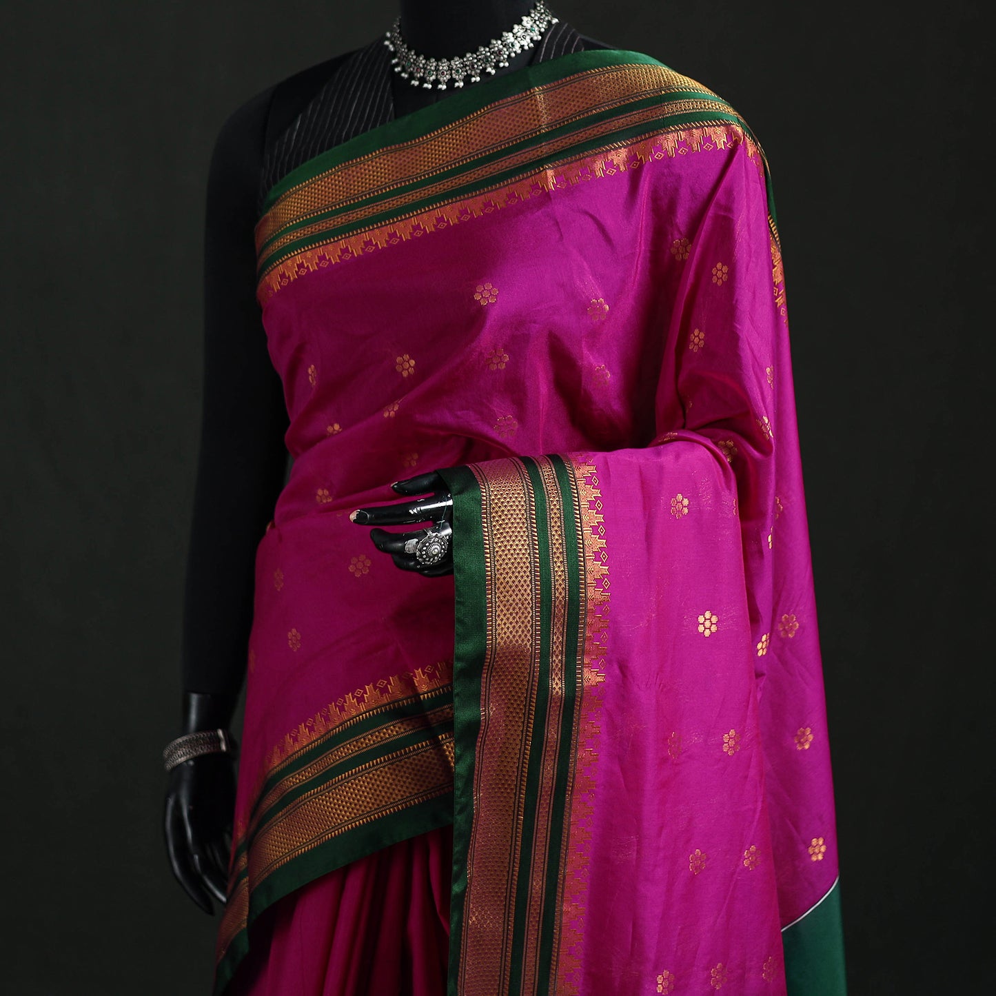 Ilkal Weave Silk Cotton Zari Border Saree with Blouse Piece 27