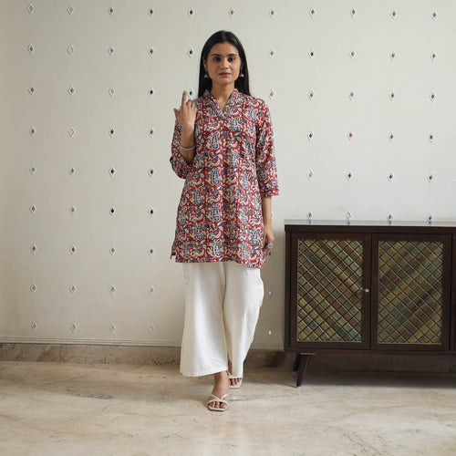 Hand Block Printed Cotton Short Bagru Kurta 11