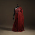 Maroon - Nazaakat Kota Doria Cotton Plain Saree with Blouse Piece & Earrings 20