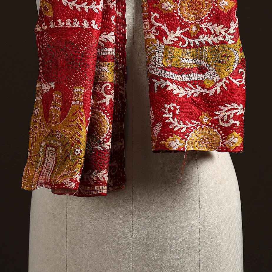 Reversible Silk Bengal Hand Kantha Stitch Stole 179