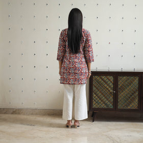 Buy Hand Block Printed Cotton Short Bagru Kurta for Women