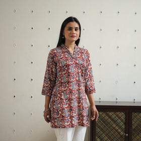 Buy Hand Block Printed Cotton Short Bagru Kurta for Women