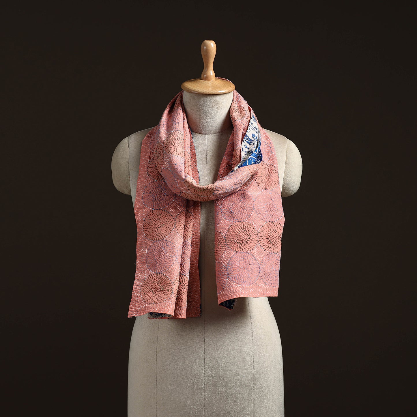 Reversible Silk Bengal Hand Kantha Stitch Stole 181