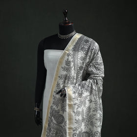 Handloom Chanderi Silk Handpainted Madhubani Dupatta with Zari Border 50