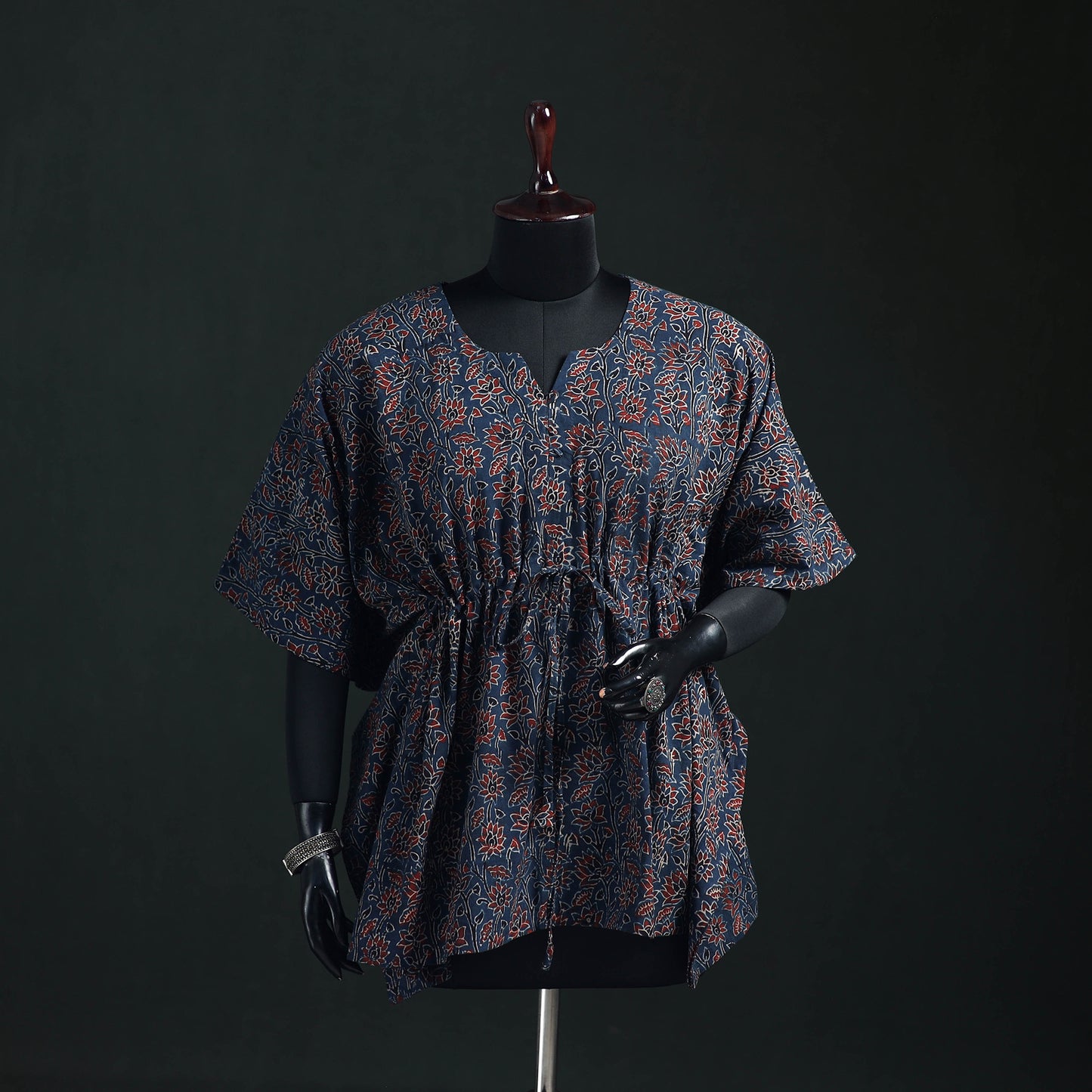 Ajrakh Hand Block Print Natural Dyed Cotton Kaftan (Short) 69