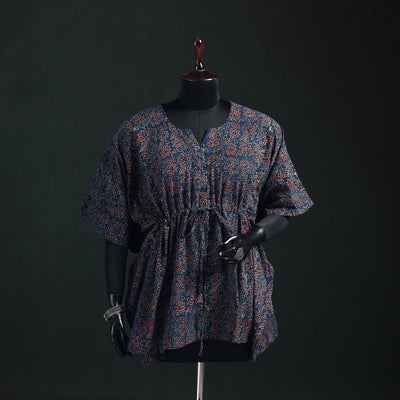 Ajrakh Hand Block Print Natural Dyed Cotton Kaftan (Short) 69