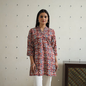 Buy Hand Block Printed Cotton Short Bagru Kurta for Women