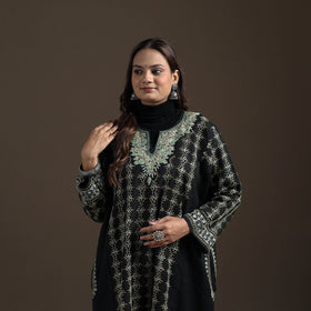Kashmiri Heavy Sozni Hand Embroidered Handwoven Merino Wool Pheran 22