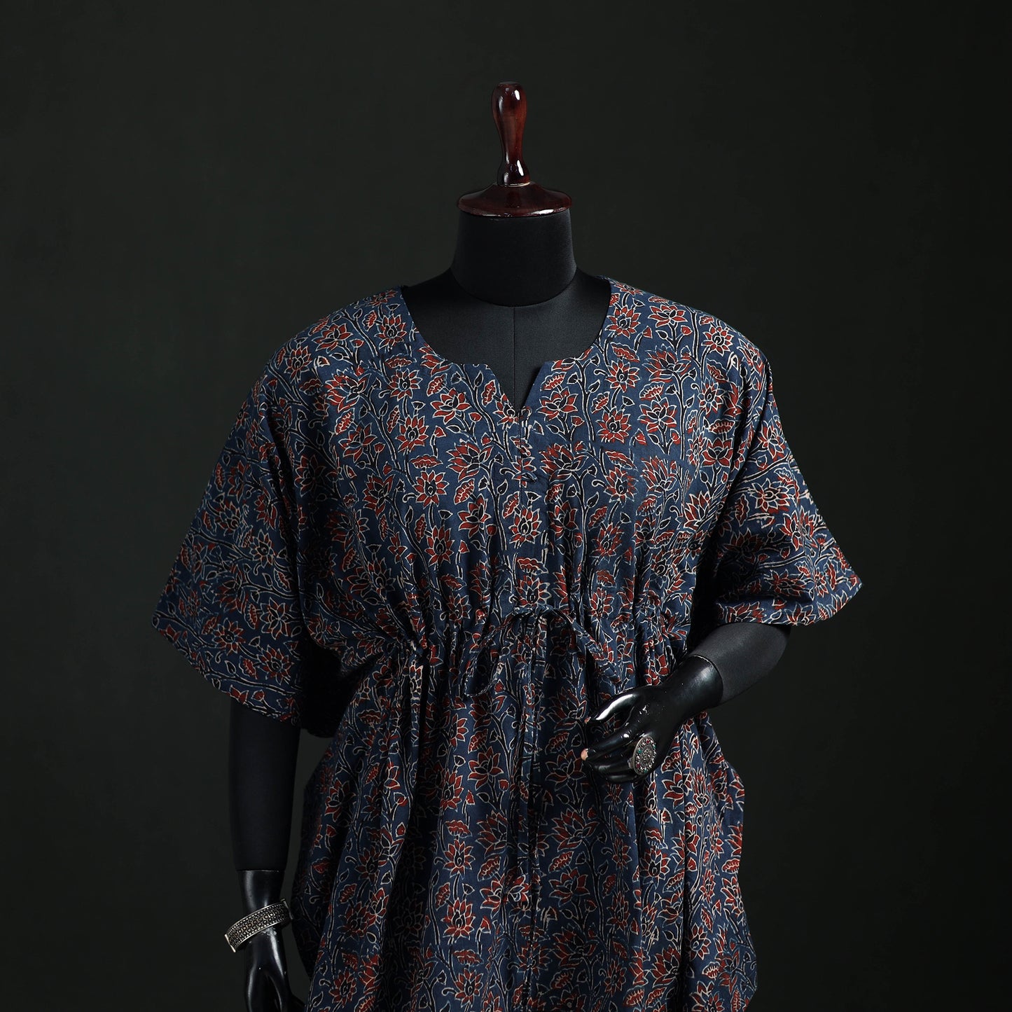 Ajrakh Hand Block Print Natural Dyed Cotton Kaftan (Short) 69