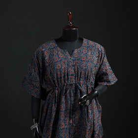 Ajrakh Hand Block Print Natural Dyed Cotton Kaftan (Short) 69