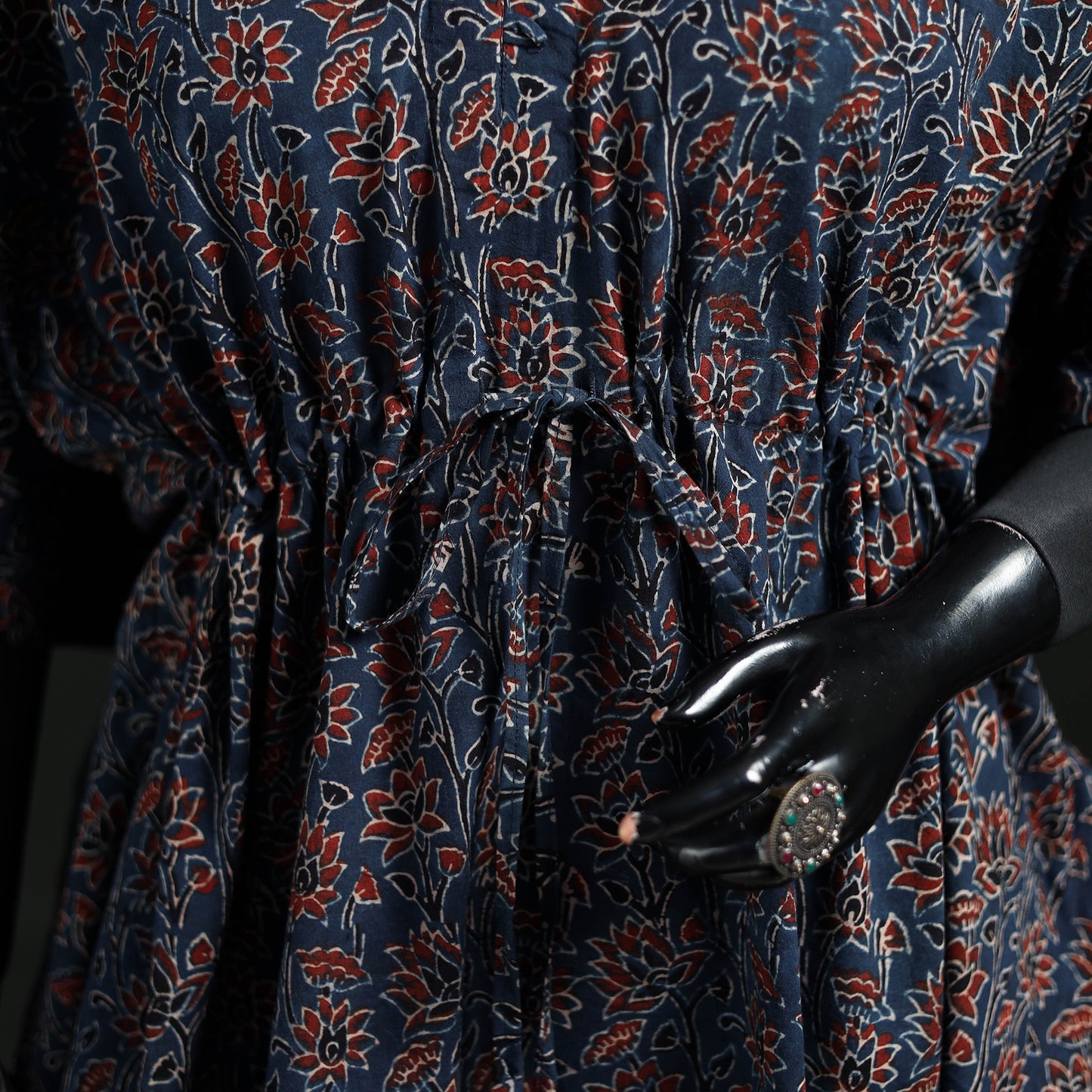 Ajrakh Hand Block Print Natural Dyed Cotton Kaftan (Short) 69