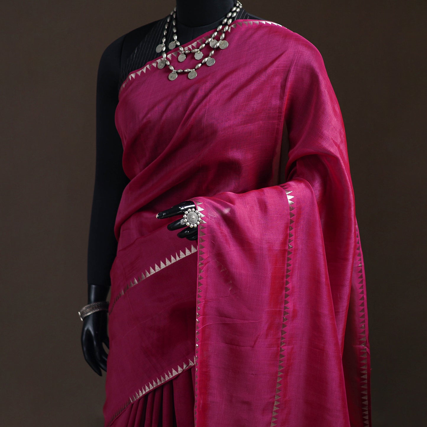 Pink - Mangalagiri Handwoven Pure Silk Pattu Saree 34