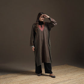 Kashmiri Heavy Sozni Hand Embroidered Handwoven Merino Wool Pheran 23
