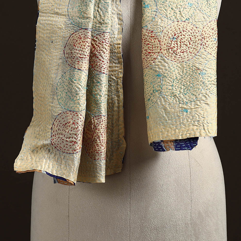 Reversible Silk Bengal Hand Kantha Stitch Stole 186