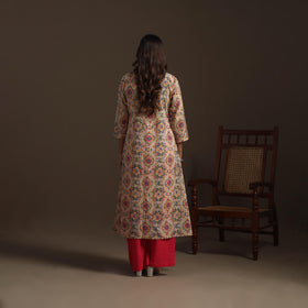 Hand Block Print Cotton A-Line Sanganeri Kurta for women 02
