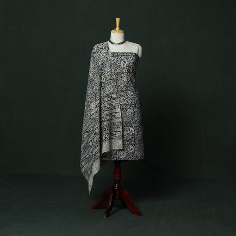 Natural Dyed Block Print Cotton Pedana Kalamkari 2pc Unstitched Dress Material 45