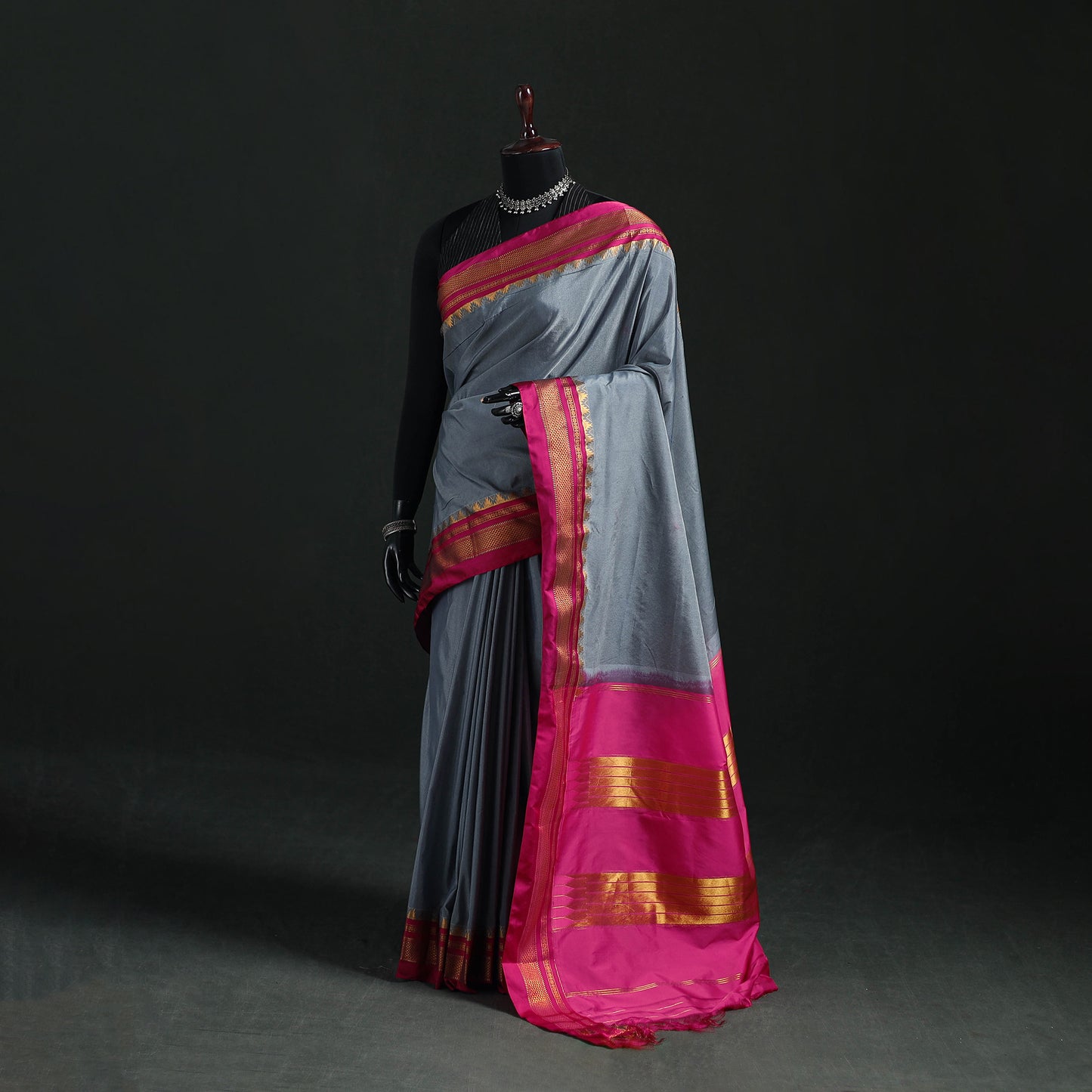 Ilkal Weave Silk Cotton Zari Border Saree with Blouse Piece 29