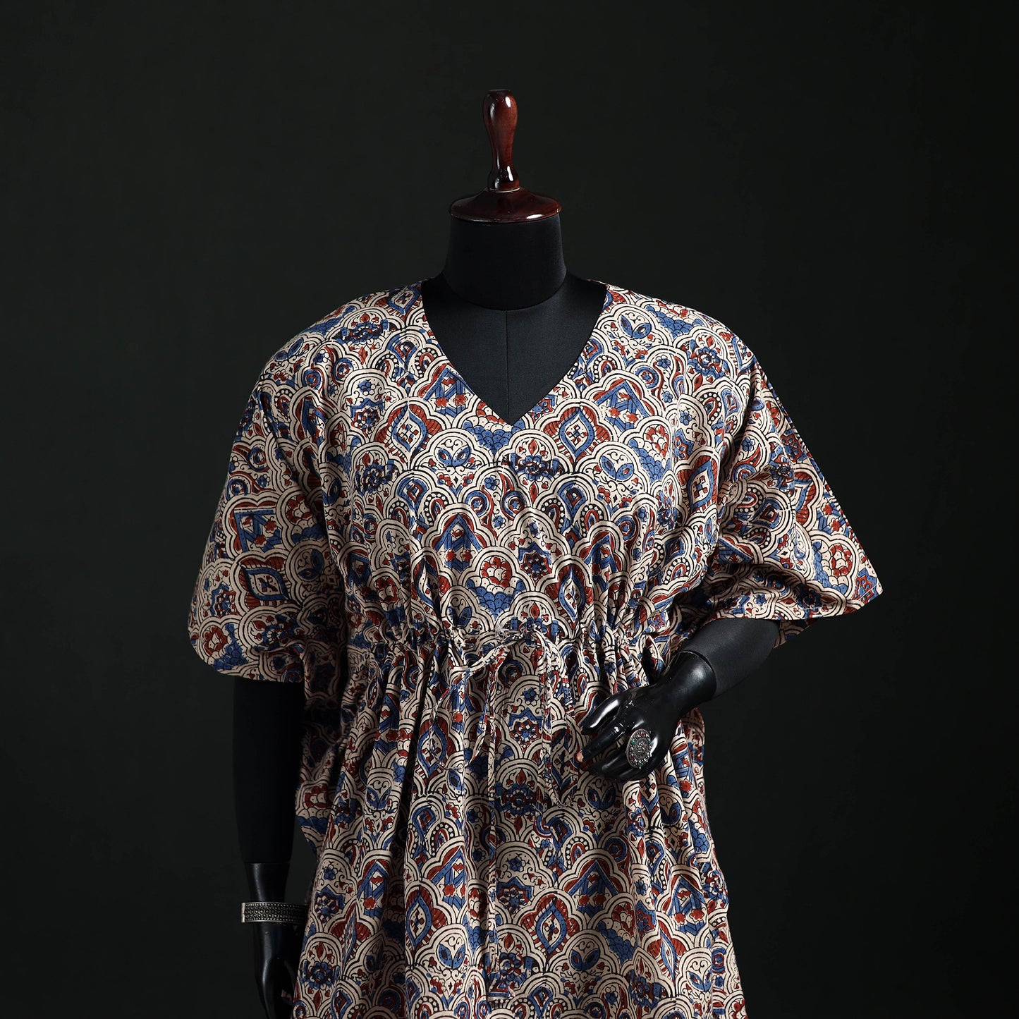 Ajrakh Hand Block Print Natural Dyed Cotton Kaftan (Short) 70